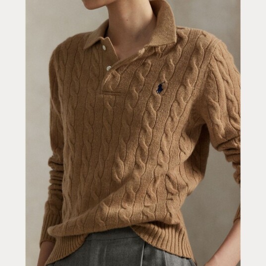 Polo By Ralph Lauren SWEATER PULLOVER I ULL KASJMIR BEIGE KHAKI Brun M