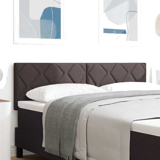 Sengegavl Diamantblokker Design Mørkebrun 160 cm Stoff