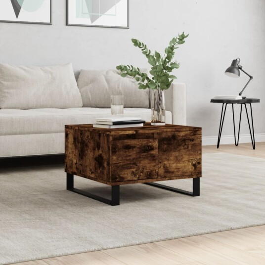 Salongbord røkt eik 55x55x36,5 cm konstruert tre