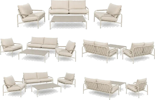 Venture Design Dottoria soffgrupp Mørk grå med grå pute 2,5 seters sofa 2 lenestoler og bord Beige