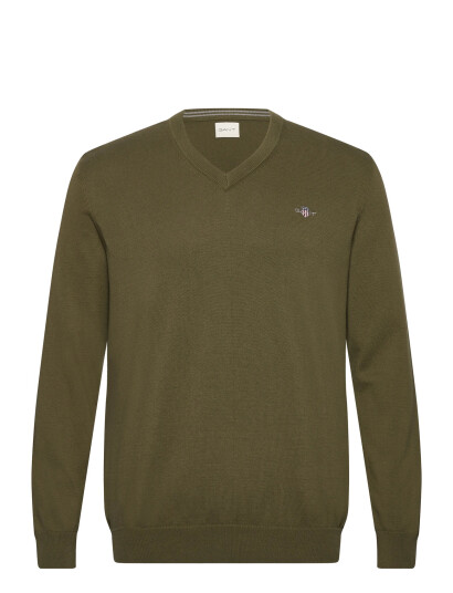 GANT Classic Cotton V-Neck - Green - M