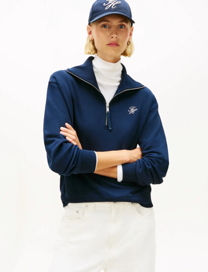 Tommy Hilfiger Th Script Half Zip Terry Swtshrt - Navy - XL Tommy Hilfiger Th Script Half Zip Terry Swtshrt - Navy - XL