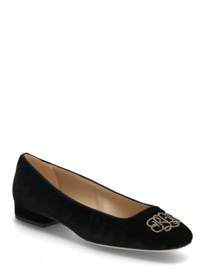 Lauren Ralph Lauren Emellie Logo Velvet Ballet Flat - Black - 39