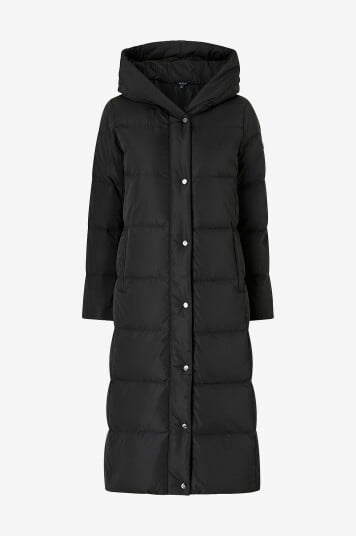 Ralph Lauren Lauren Dunfrakk Satin Finish hooded Puffer 44' Svart Ralph Lauren Lauren Dunfrakk Satin Finish hooded Puffer 44' Svart