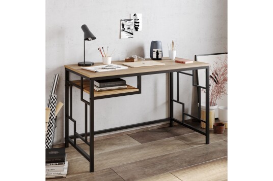 Skrivebord Handen 120 cm med Oppbevaringshylle Svart
