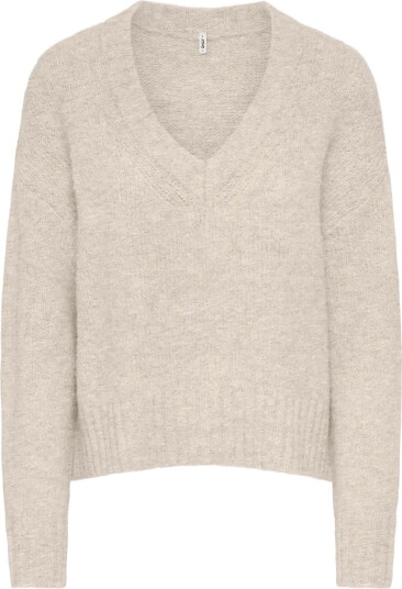 ONLY Onlfiona Ls Loose V Neck Knt BIRCH S