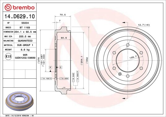 Bremsetrømmel BREMBO 14.D629.10