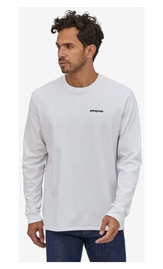 Patagonia L/s P-6 Logo Responsibili-Tee Herre Whi/White XL Patagonia L/s P-6 Logo Responsibili-Tee Herre Whi/White XL