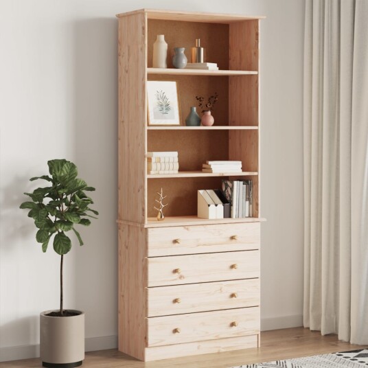 vidaXL Bokhylle med skuffer ALTA 77x35x186,5 cm heltre furu