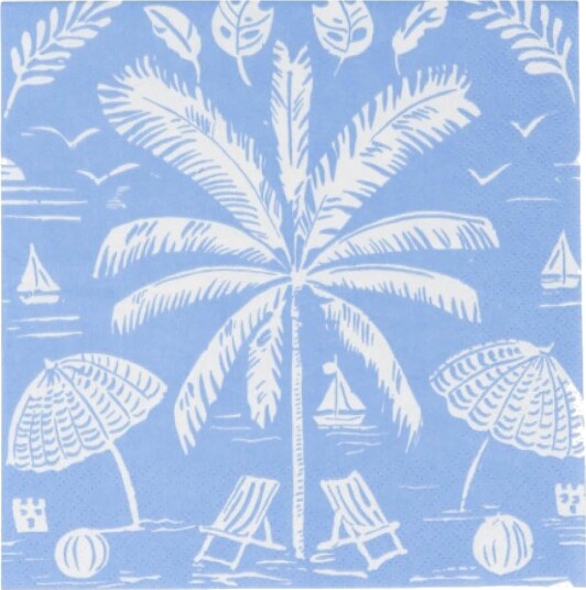 Caspari   Palms And Parasols serviett 33x33 cm 20 stk ocean