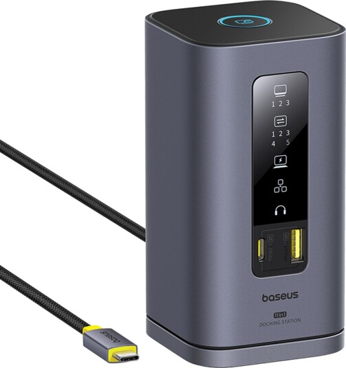 Baseus Spacemate USB C 11in1 Docking Station grå B00568101813 01 Baseus Spacemate USB C 11in1 Docking Station grå B00568101813 01