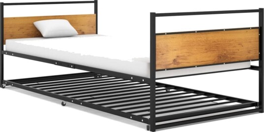 vidaXL Uttrekkbar sengeramme svart metall 90x200 cm