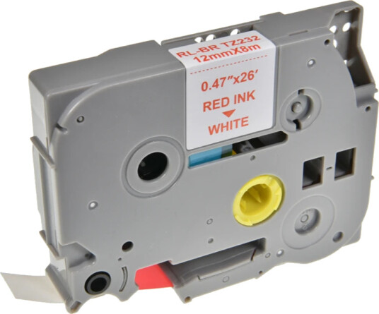 TB TZE-232 P-Touch Tape Rød på Hvit 12mm (8m) erstatter Brother TZE-232