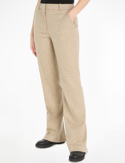 Calvin Klein Flannel Wool Slim Straight Pants Beige 34