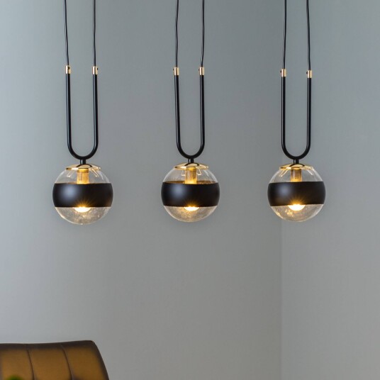 EMIBIG LIGHTING Hengelampe Lineær svart/klar 3 lyskilder