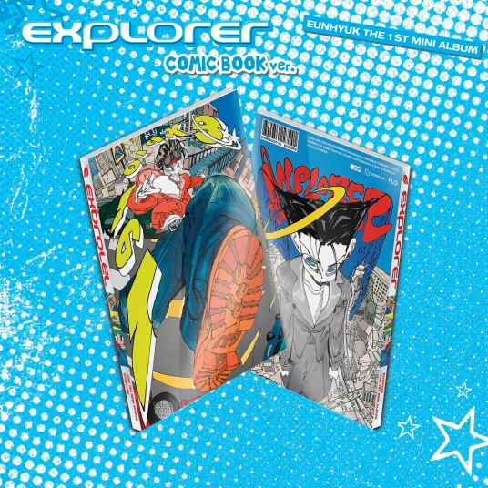Eunhyuk Explorer Comic Book Version incl. 88pg Booklet Character Stand 2 Postcards Lenticular Card 2 Photocards + Folded Poster CD Eunhyuk Explorer Comic Book Version incl. 88pg Booklet Character Stand 2 Postcards Lenticular Card 2 Photocards + Folded Poster CD