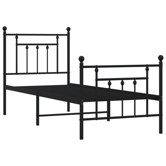  Sengeramme i metall med hodeog fotgavl svart 75x190 cm