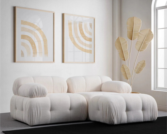 Belgin Sofa med Sjeselong 2 seter Hvit