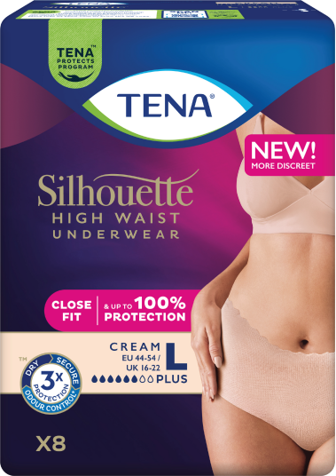Tena Silhouette Pants Plus High Waist Large créme 8 stk.