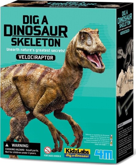 4M Dinosaur Utgravingssett Velociraptor 21 cm Skjelett 3+ År