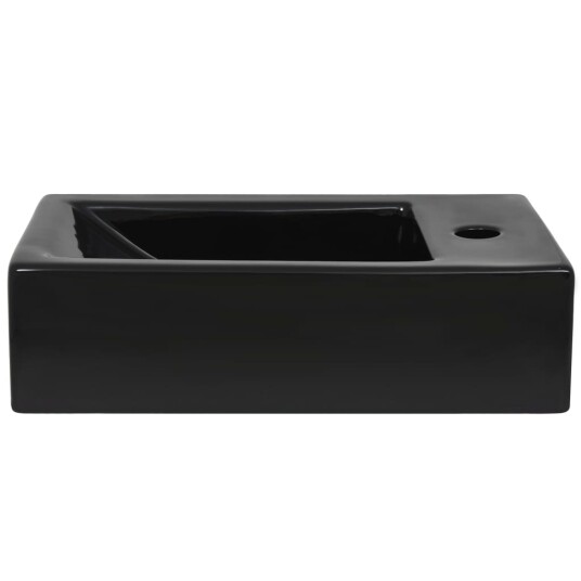 vidaXL Servant med kranhull rektangulær keramisk svart 46x25,5x12 cm vidaXL Servant med kranhull rektangulær keramisk svart 46x25,5x12 cm