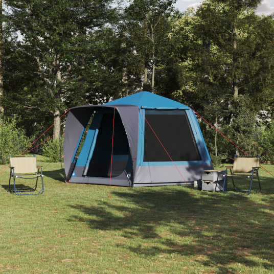 Camping Telt Hytte med tak Blå 420 x 420 x 227 cm Polyester Camping Telt Hytte med tak Blå 420 x 420 x 227 cm Polyester