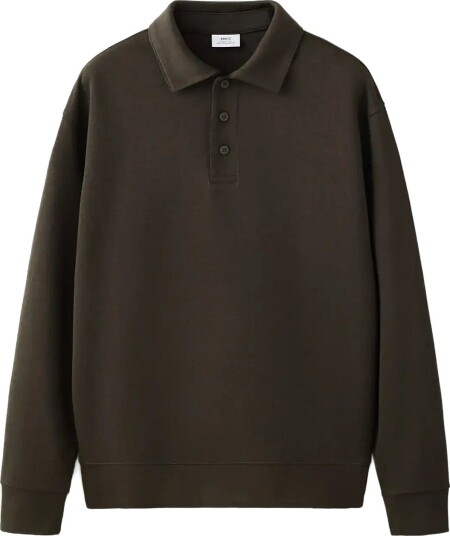 Mango Regular Fit Polo Neck Sweatshirt BROWN S