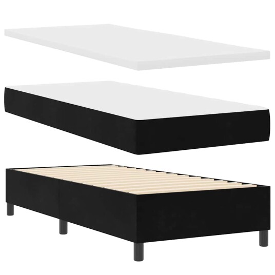 Sengerammemadrass med madrass svart 80x200 cm fløyel