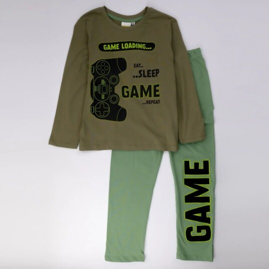 Gaming Pysjamas Eat Sleep Game Repeat - 134 / 9 år - Barn - Gutt/Jente - 95% bomull/5% viskose Gaming Pysjamas Eat Sleep Game Repeat - 134 / 9 år - Barn - Gutt/Jente - 95% bomull/5% viskose