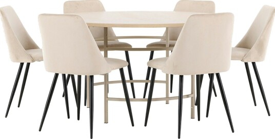 Spisegruppe Venture Home Copenhagen Ø140 cm med 6st Night Spisestoler