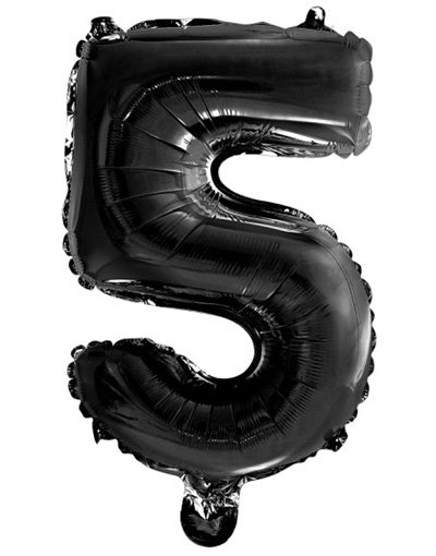 Tallet 5 Svart 41 cm Liten Folieballong