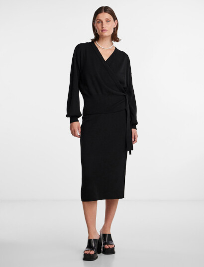 YAS Yasassi Ls Wrap Knit Cardigan S. Noos - Black - S YAS Yasassi Ls Wrap Knit Cardigan S. Noos - Black - S