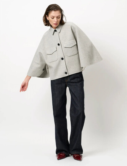 Dante6 Dante6-Blinx Double Face Wool Cape Jacket - Grey - XS/S Dante6 Dante6-Blinx Double Face Wool Cape Jacket - Grey - XS/S