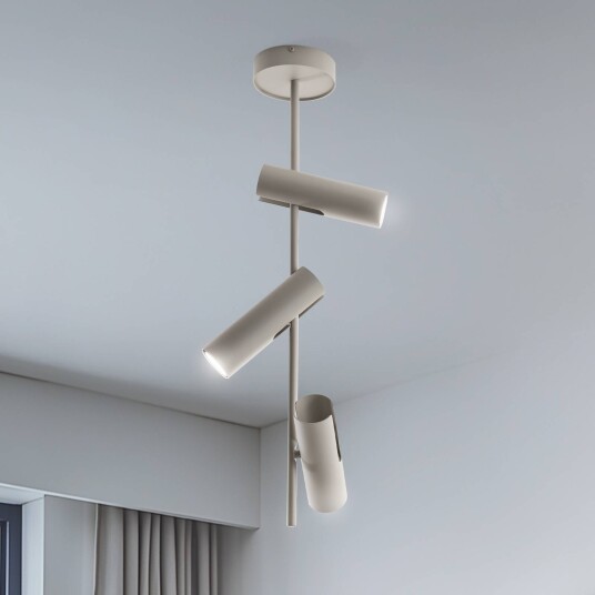 Downlight Leda 3, taupe, 3 lyskilder, stål, GU10, høyde 76 cm SIGMA, dimbar, Krem / amber, Stue / spisestue, Metall, Moderne