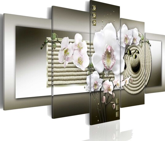 Bilde Orchid And Zen Garden In Grey 100x50 Artgeist sp. z o. o.