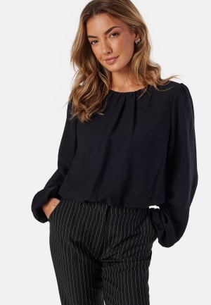 BUBBLEROOM Bubble Hem Blouse Black L BUBBLEROOM Bubble Hem Blouse Black L