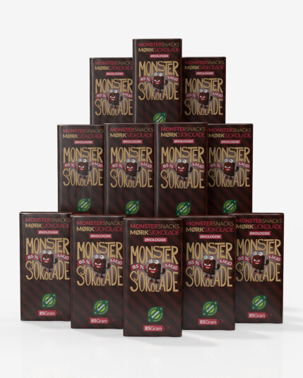 Monster Økologisk Fair Trade 85% Mørk Sjokolade 12x85g Monster Økologisk Fair Trade 85% Mørk Sjokolade 12x85g