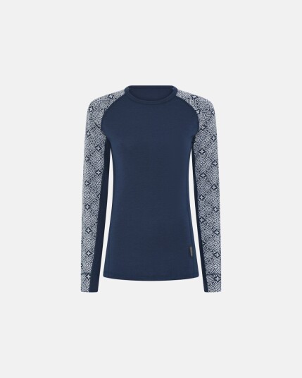 Dovre Women Langermet t skjorte 100% merino ull navy