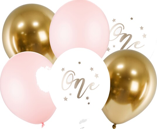 Partydeco Ballonger One Lyserosa Gull 6-pakning SB14P-307-081B-6