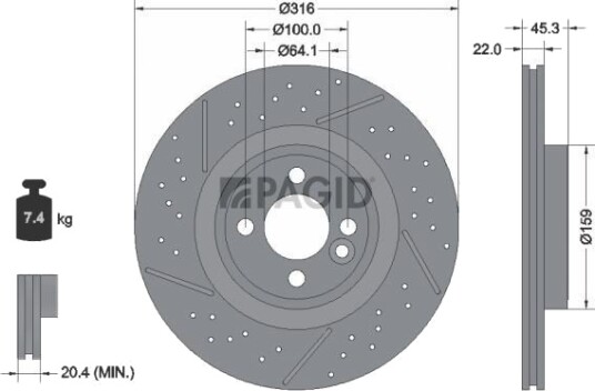 PAGID 55791NC Bremseskive PAGID 55791NC Bremseskive