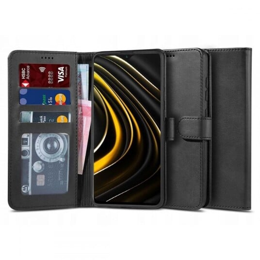 Tech-Protect Xiaomi Poco M3 Tech-Protect Wallet 2 Flip Deksel i Skinn - Svart