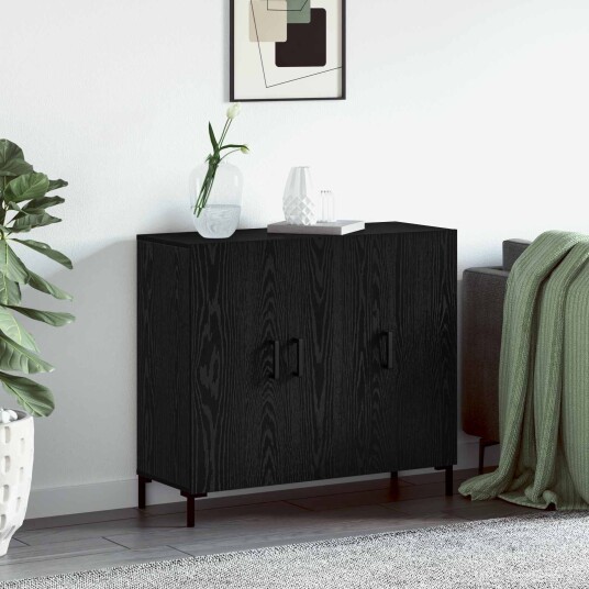 Serviesskap Svart 90 x 34 x 80 cm Konstruert tre Serviesskap Svart 90 x 34 x 80 cm Konstruert tre