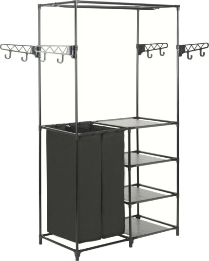 vidaXL Klesstativ stål og ikke-vevd stoff 87x44x158 cm svart vidaXL Klesstativ stål og ikke-vevd stoff 87x44x158 cm svart