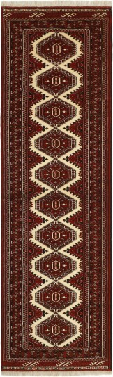 Håndknyttet. Opphav: Persia Turkaman Teppe 84x291