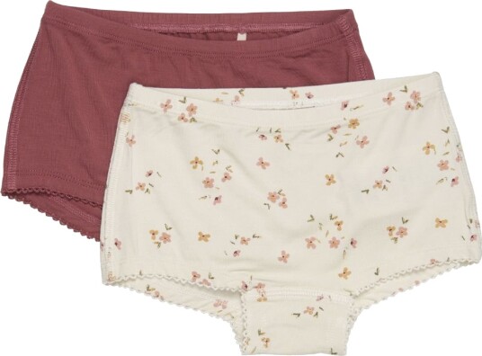 Minymo Hipsters   2 pack   Bambus   Tilslørt Rose Flower/Rose Br   Minymo   1½ år 86   Hipsters Beige Hvit Rosa