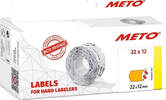 METO Prisetiketter, 26x16mm, neonoransje, 6rl/1000