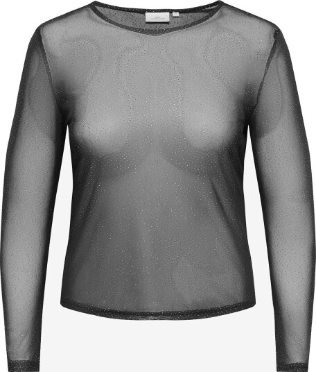 ONLY Carmakoma Caropus L/S Mesh Glitter Top Jrs   BLACK   54