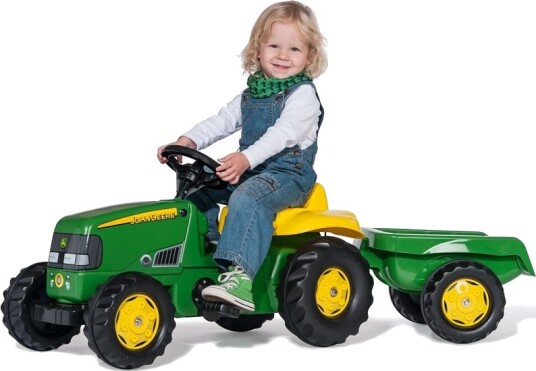 Rolly Toys RollyKid John Deere Tråtraktor m/ henger Grønn Rolly Toys RollyKid John Deere Tråtraktor m/ henger Grønn