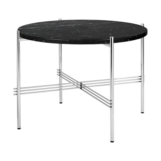 Gubi TS salongbord polert stål Ø 55 Black marquina marble
