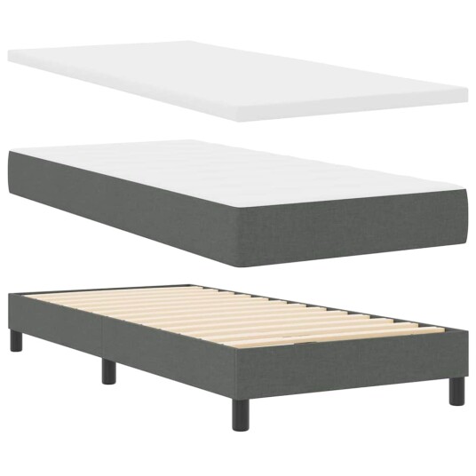 Box Spring Seng med Madrass Mørkegrå 120x200 cm Stoff